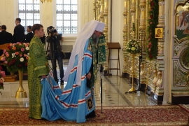 Всенощное бдение в Крестовоздвиженском соборе Свято-Николаевского Верхотурского мужского монастыря на праздновании перенесения мощей святого праведного Симеона Верхотурского, всея Сибири чудотворца